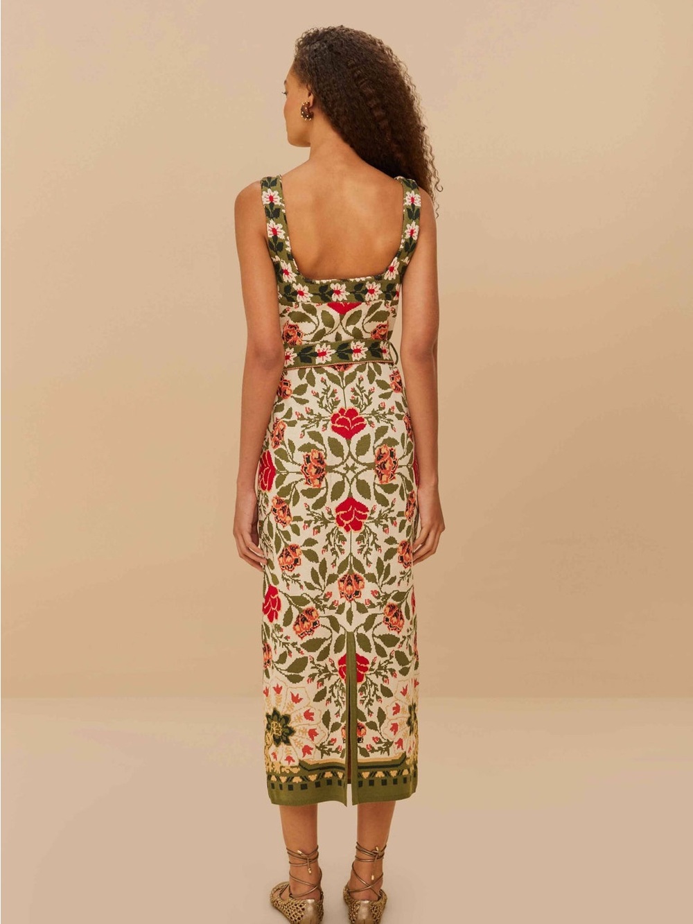 FARM RIO NWOT SAND GARDEN TAPESTRY KNIT DRESS MEDIUM - Picture 4 of 9